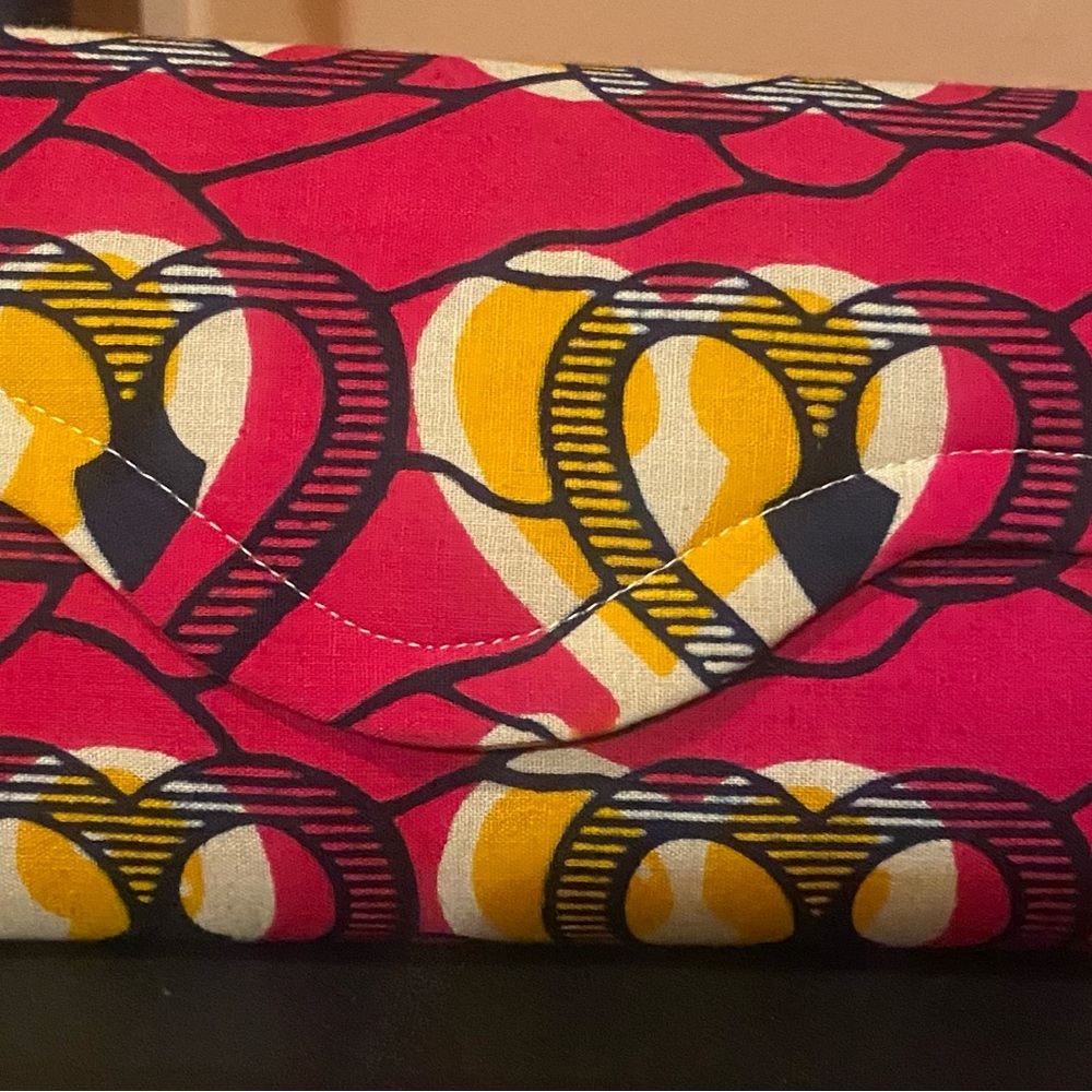 Vibrant Pink and Yellow Patterned Clutch